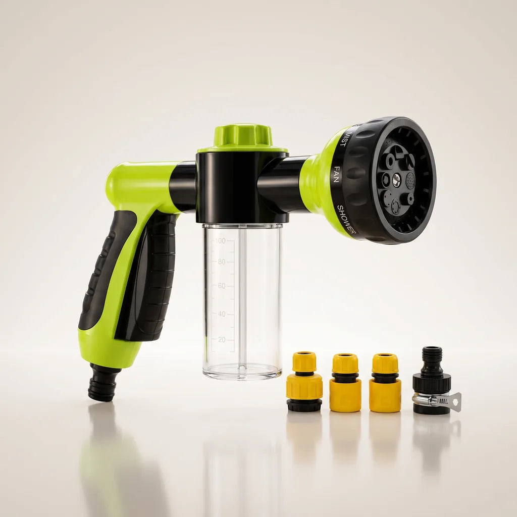 FoamPaw Pro 8-in-1 dog wash sprayer with 4 included hose adapters